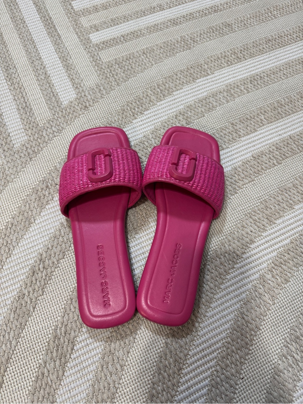 Marc Jacobs Fuchsia Woven Strap Slide Sandals